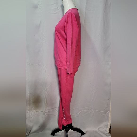 Bebe Women's NWT Fuchsia Pink 2pc Lightweight Pajama Top & Pants Set Size Medium - Picture 8 of 14